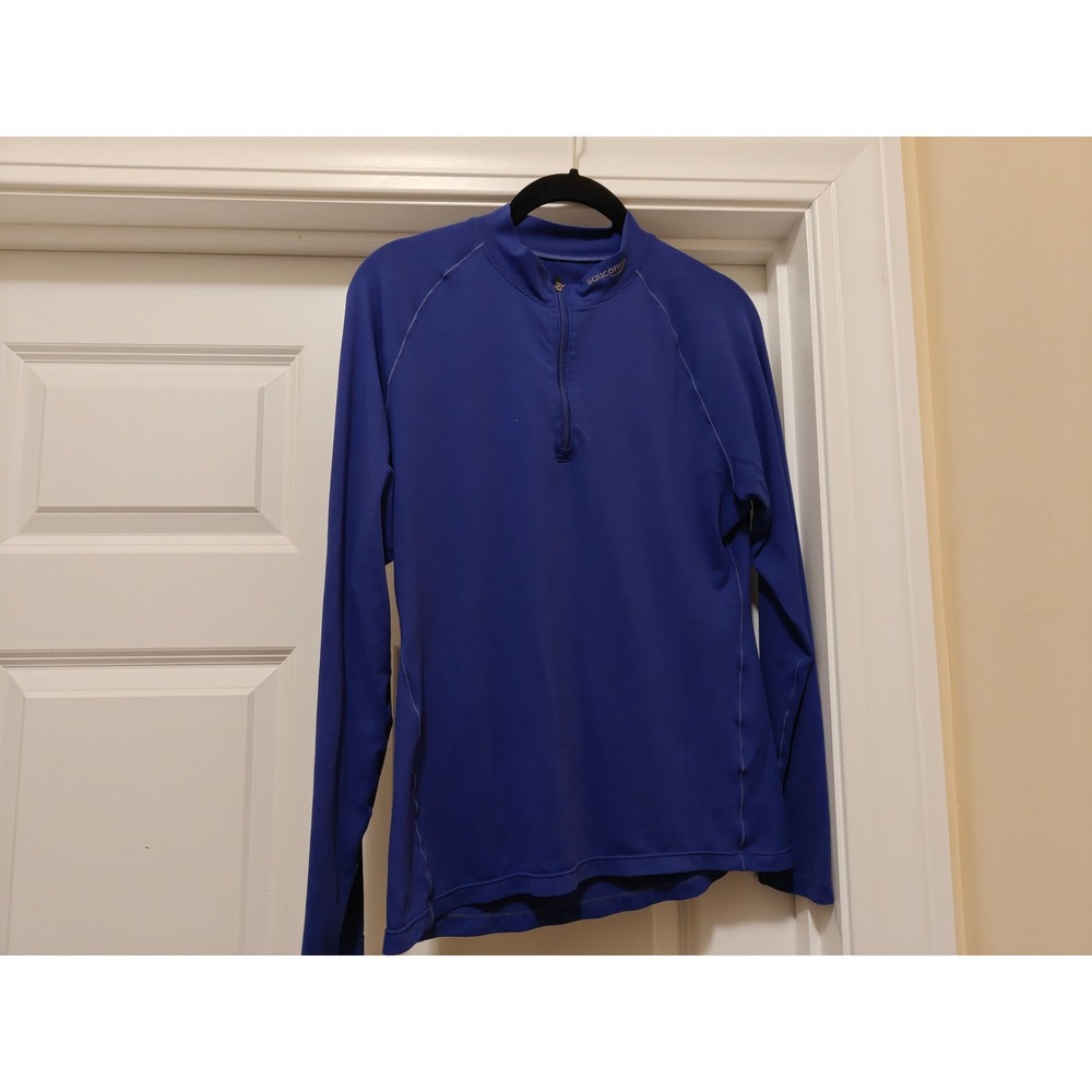 Saucony Womens Blue Quarter Zip Long Sleeve Running Pullover Top Size M